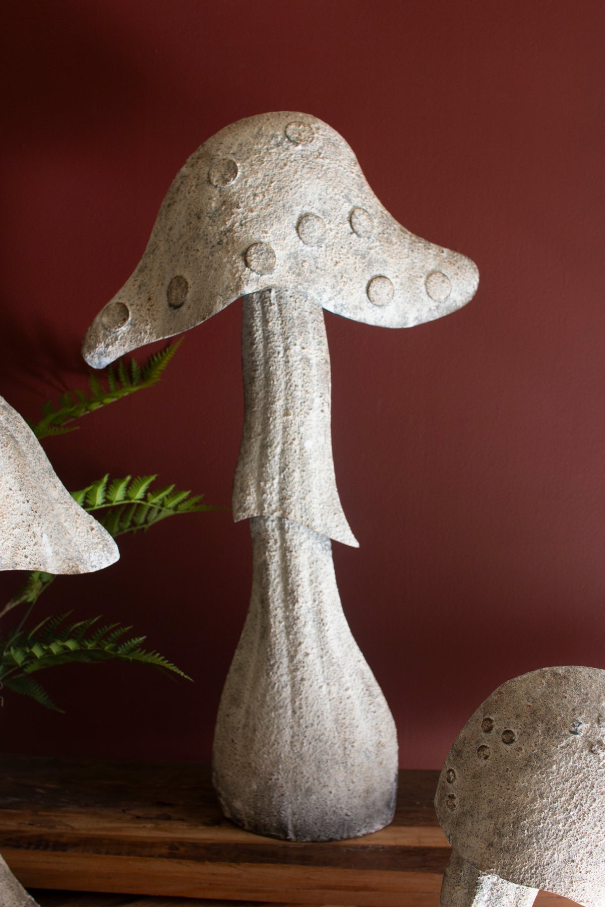 Set of Three Rustic Metal Mushrooms