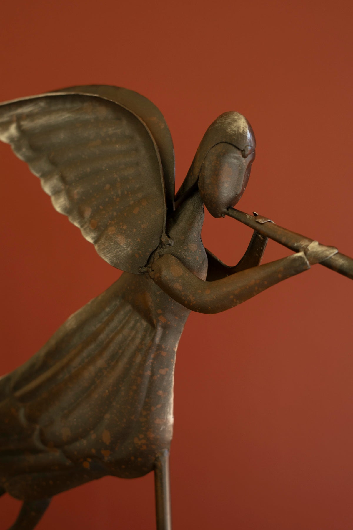 Set of Two Rustic Metal Folk Art Angels