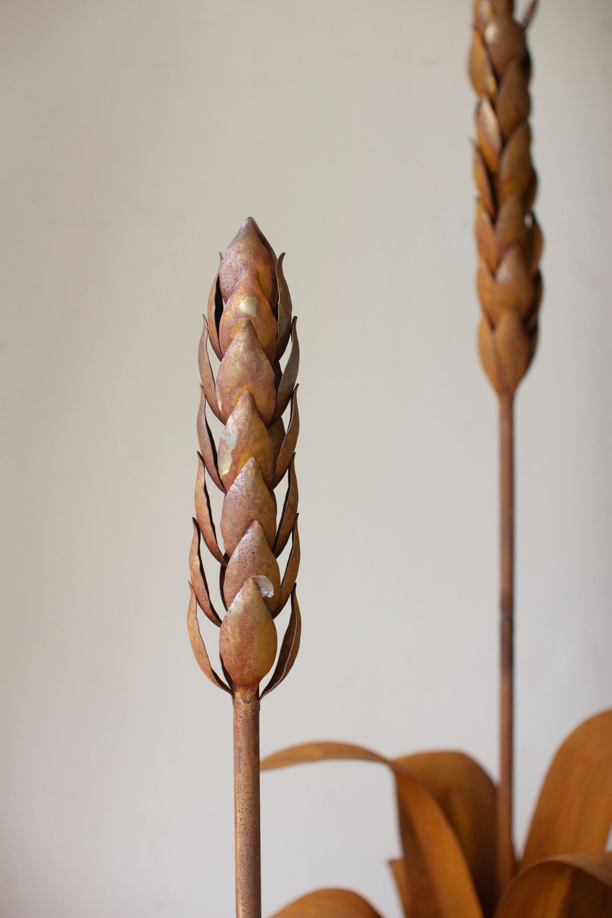 Set of Two Rustic Metal Aloe Plants with Flowers