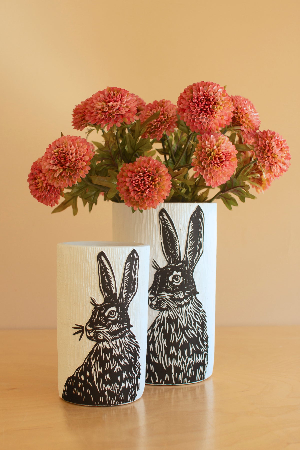 Set of Two Cement Easter Rabbit Planters