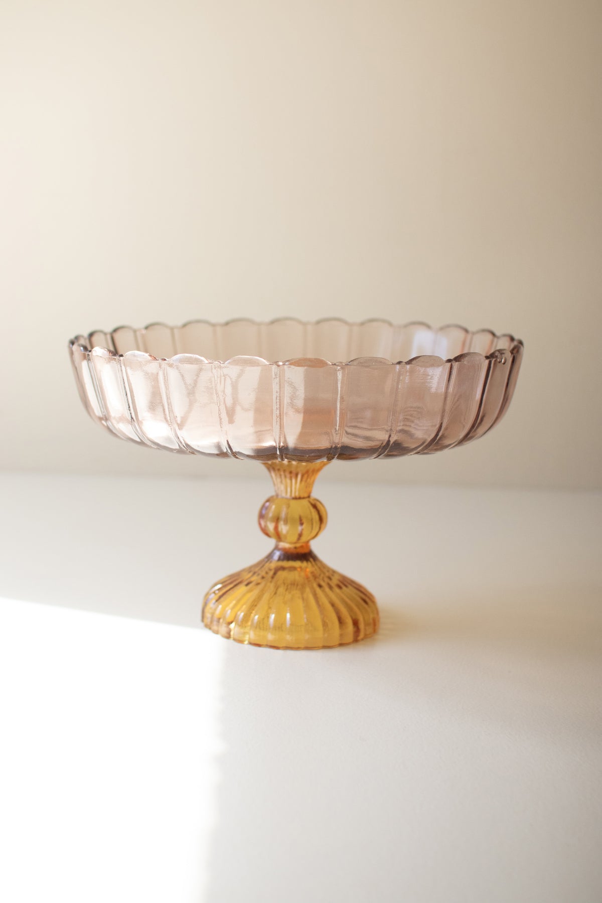 Multi-Colored Glass Compote - Scalloped