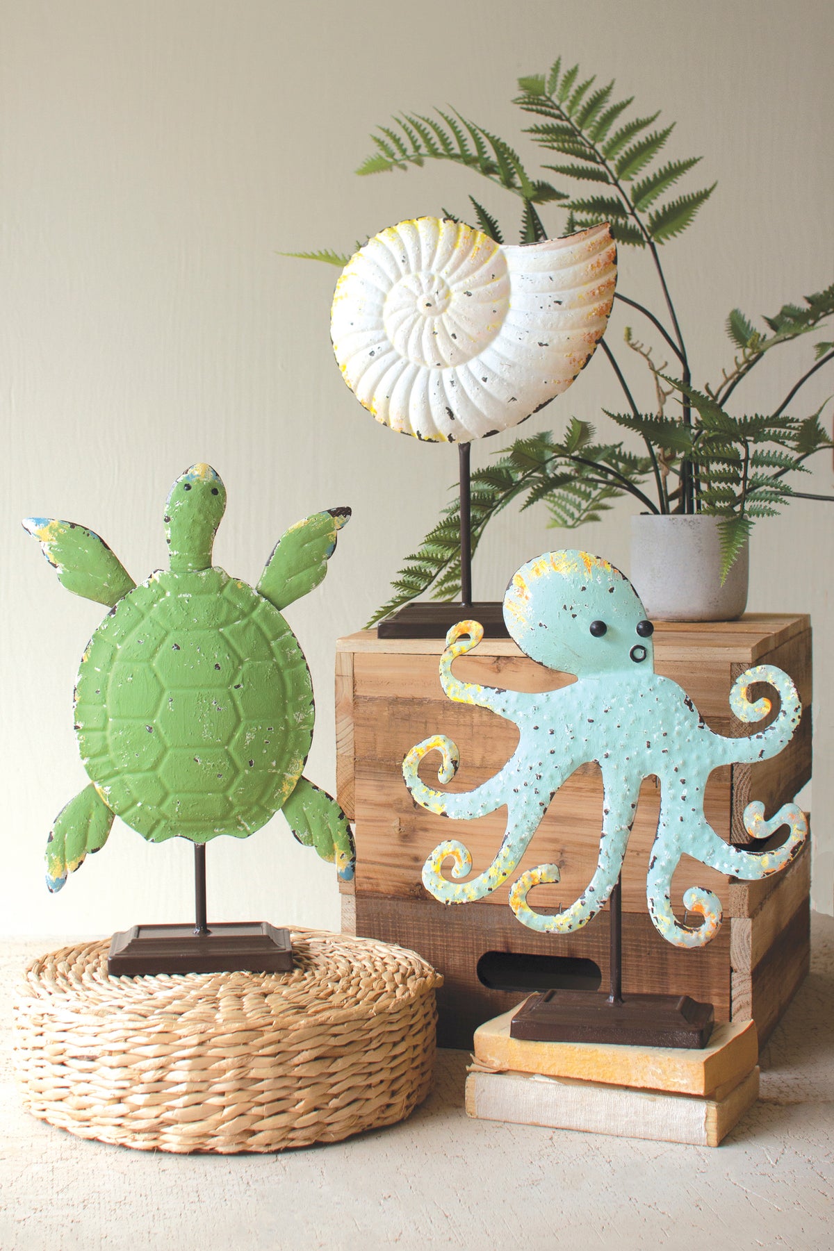 Set of Three Painted Coastal Decor