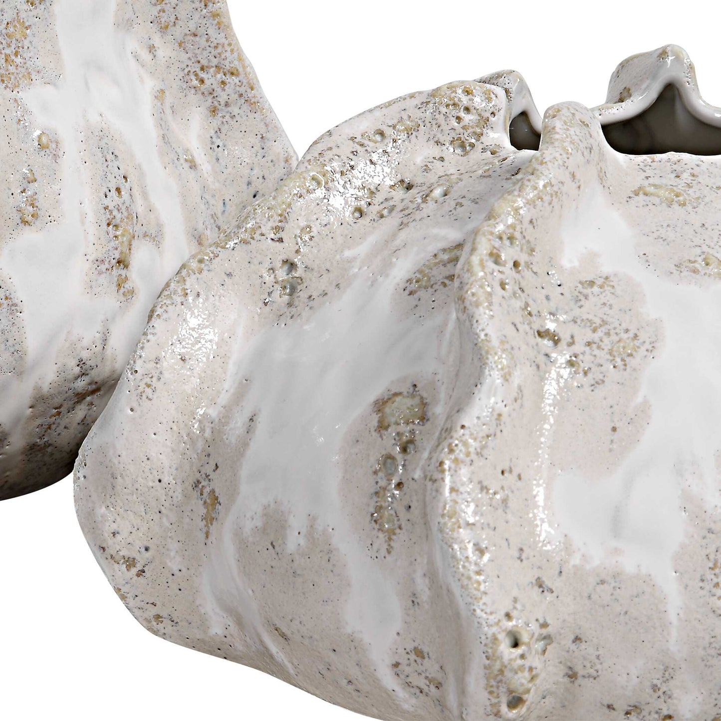 Urchin Textured Ivory Vases Set/2