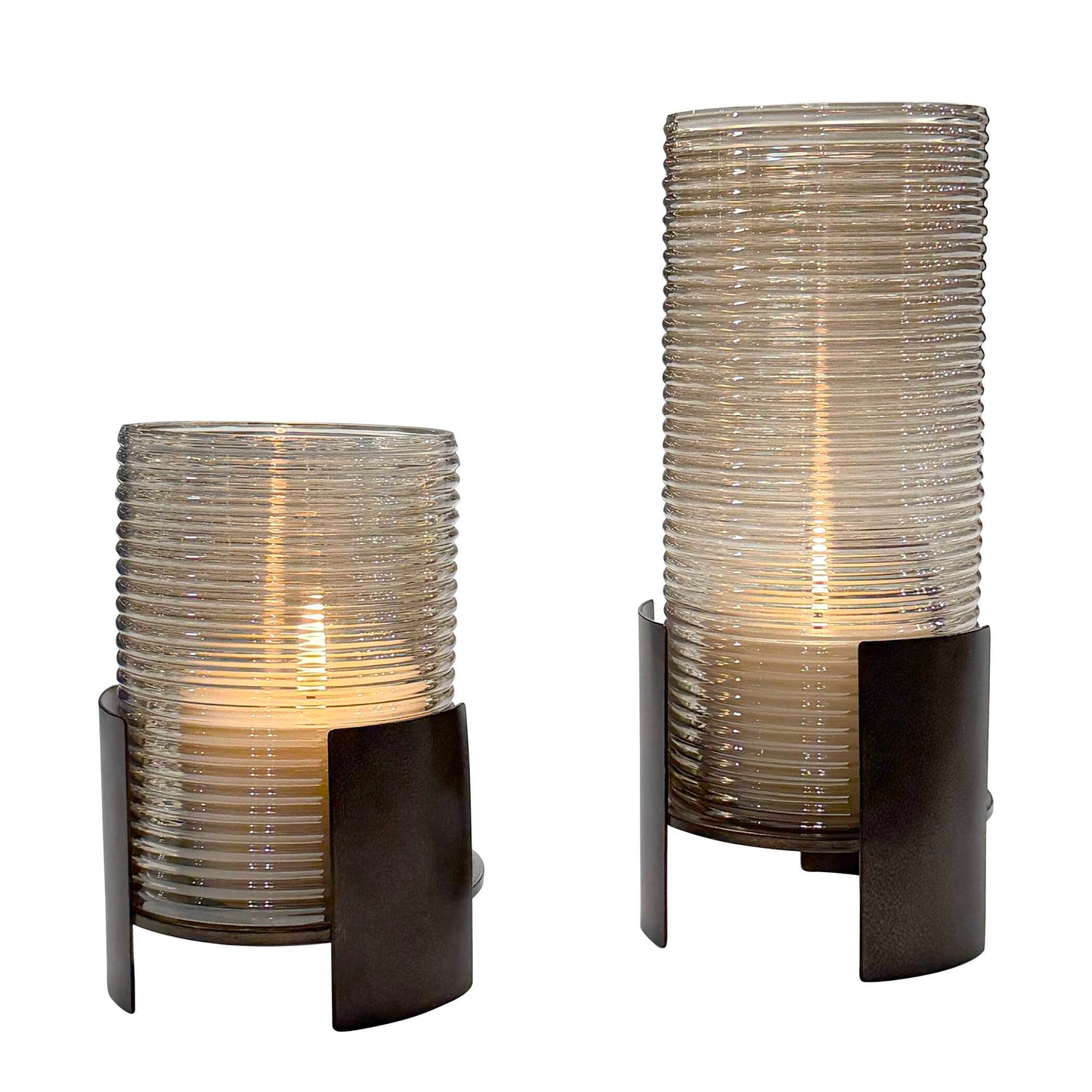 Fluted Fire Cylinder Candleholders Set/2