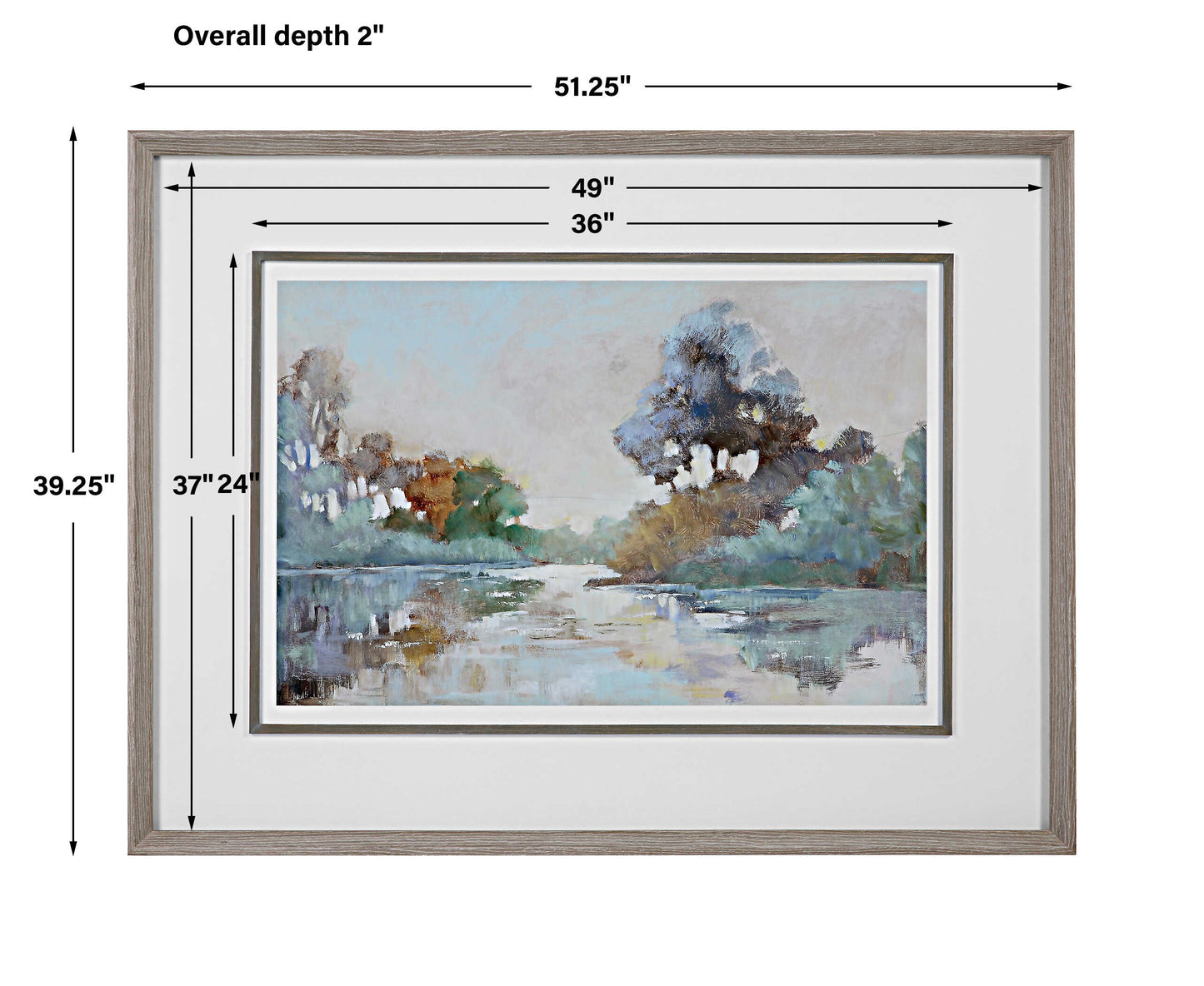 Morning Lake Watercolor Framed Print