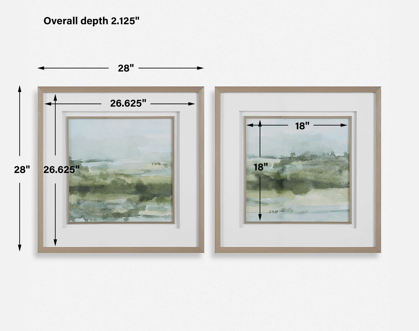Soft Sage Abstract Landscape Prints Set/2
