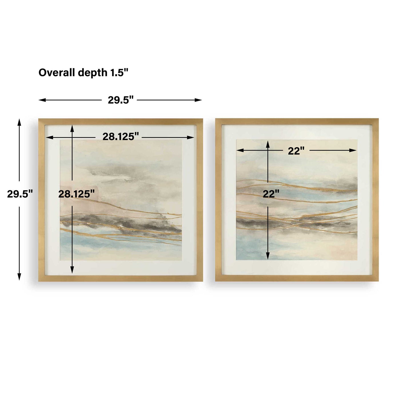 So Golden Abstract Landscape Prints Set/2