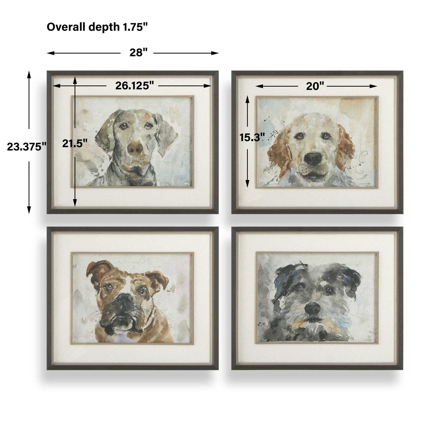 Dog Days Framed Prints Set/4