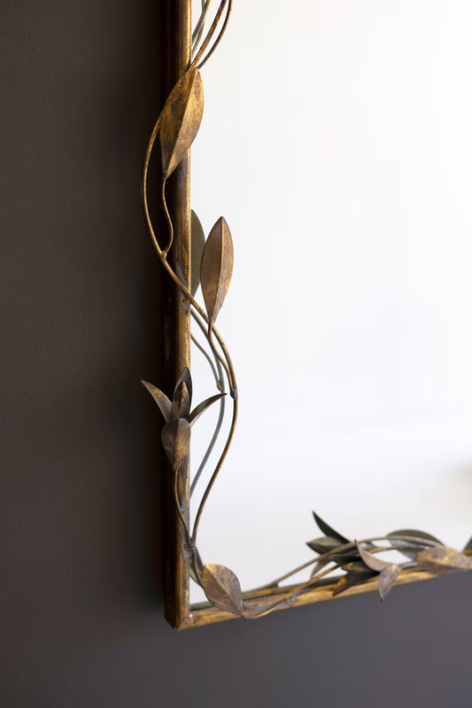 Arched Gold Mirror w/ Leaves