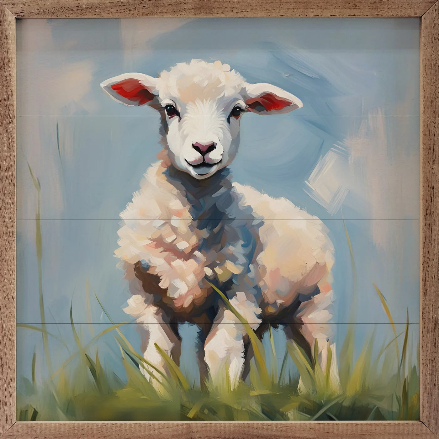 Baby Lamb Wooden Art