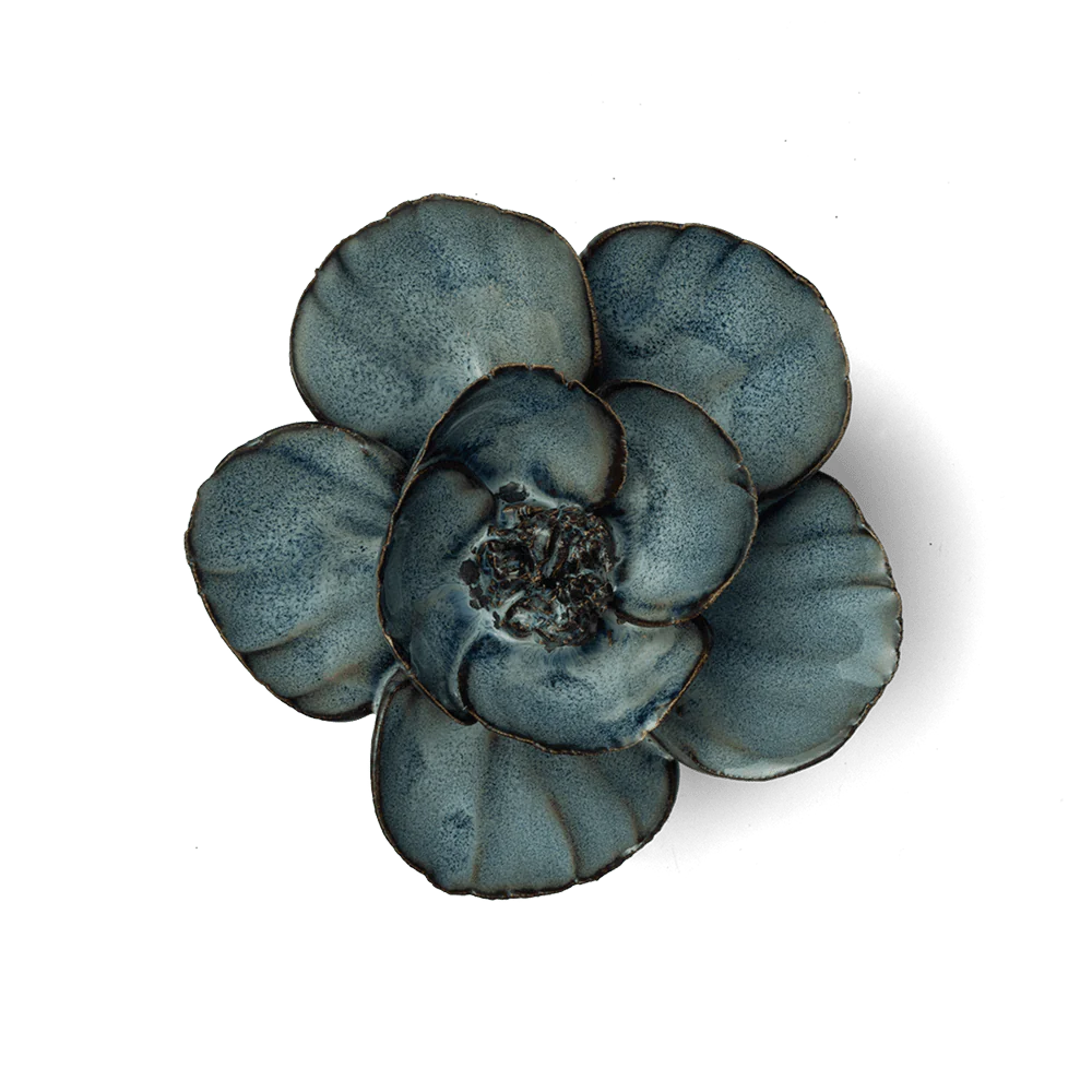 Blue-Grey Lotus Ceramic Wall Flower