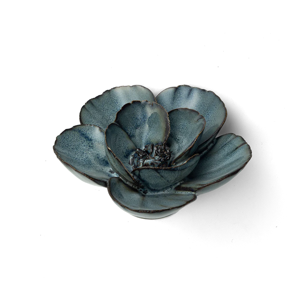 Blue-Grey Lotus Ceramic Wall Flower