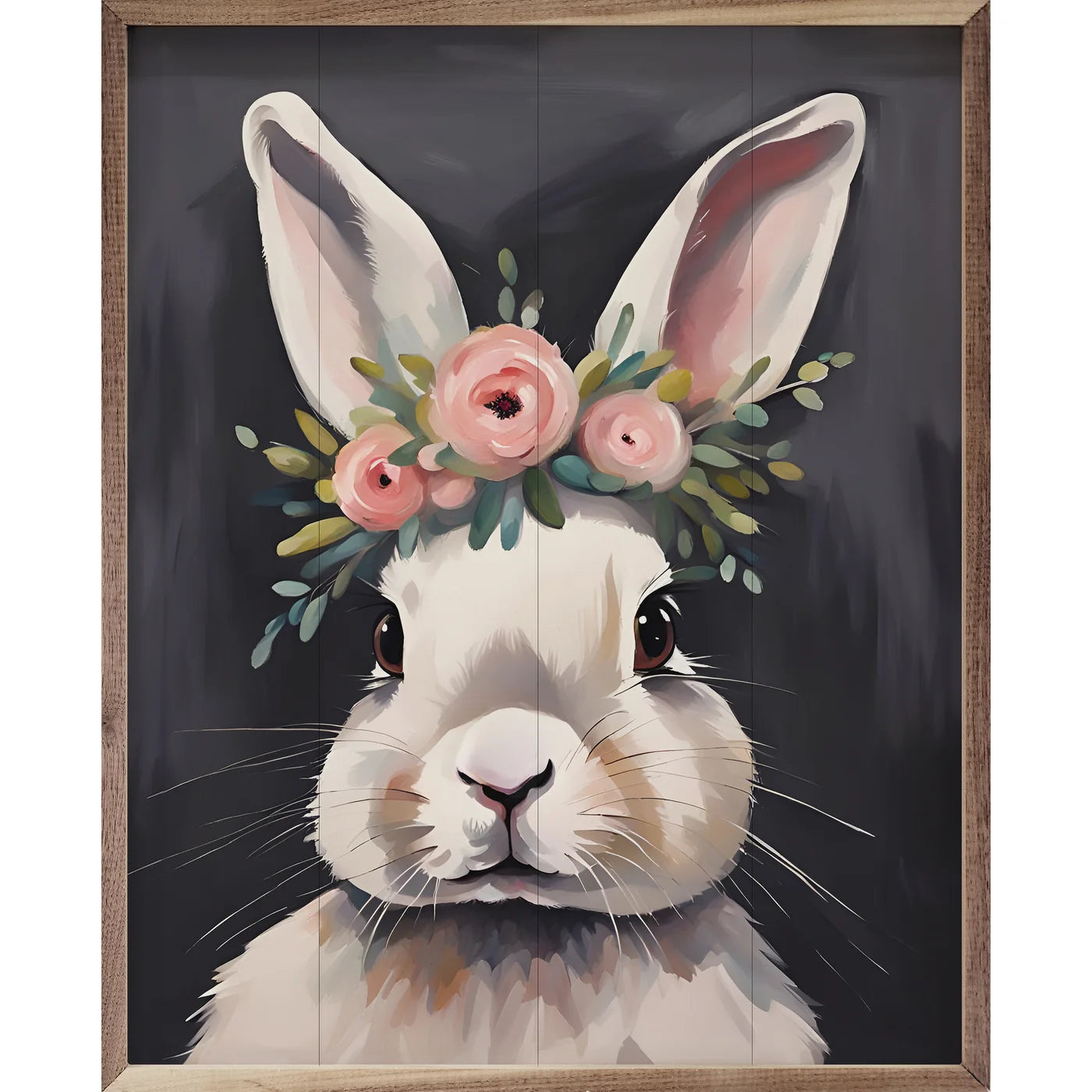 Flower Crown Bunny Wooden Art