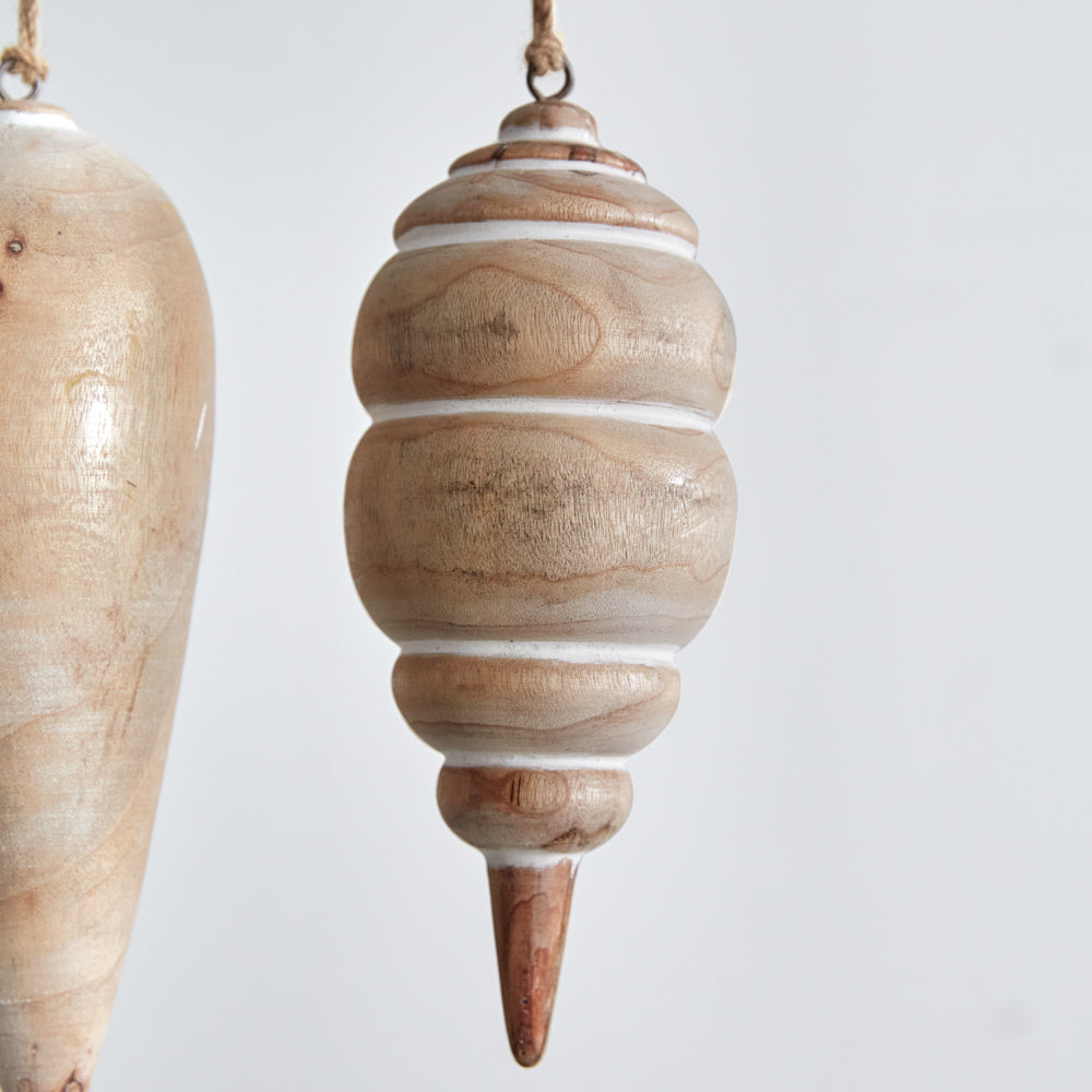 Carved Wood Ornaments - Set of 4