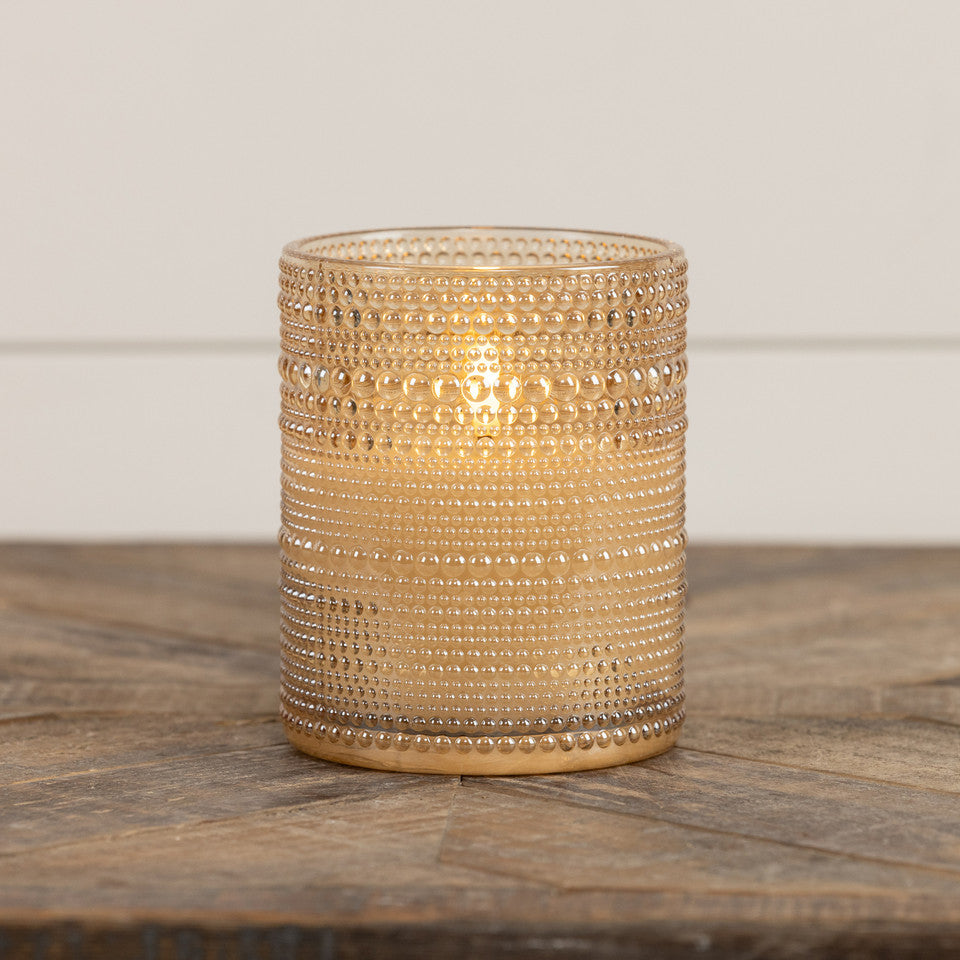 Hobnail Glass Candle w/ Timer