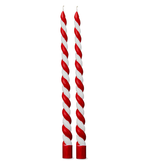 Christmas Twist Taper Candles - S/2