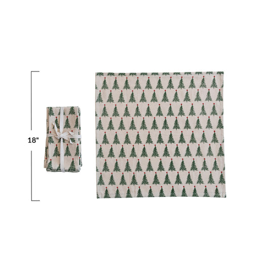 Napkins w/ Christmas Trees - S/4