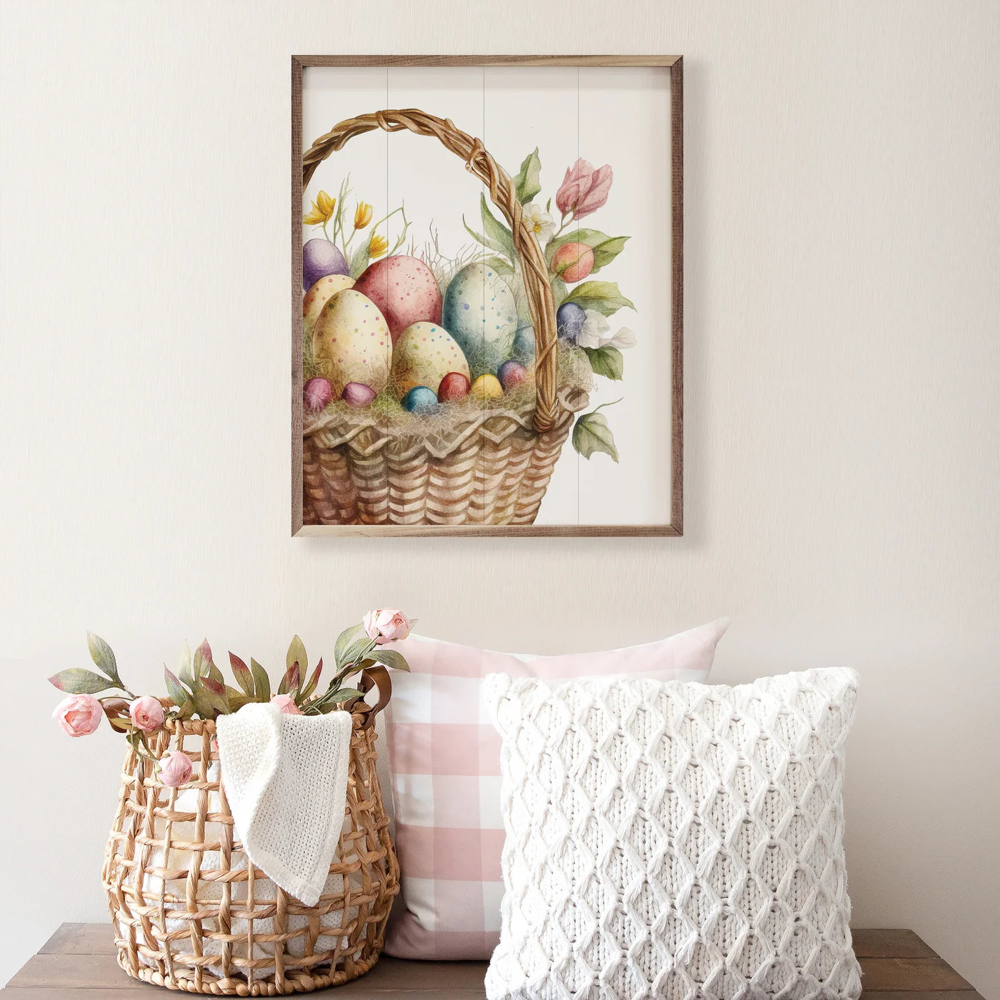 Easter Egg Basket Wooden Art
