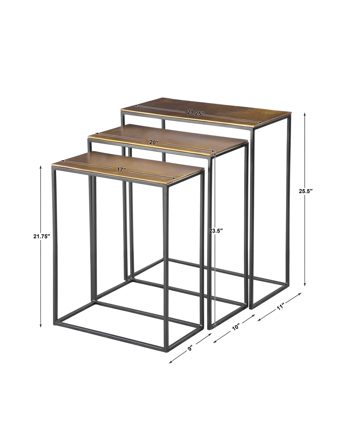 Coreene Gold Nesting Tables Set/3