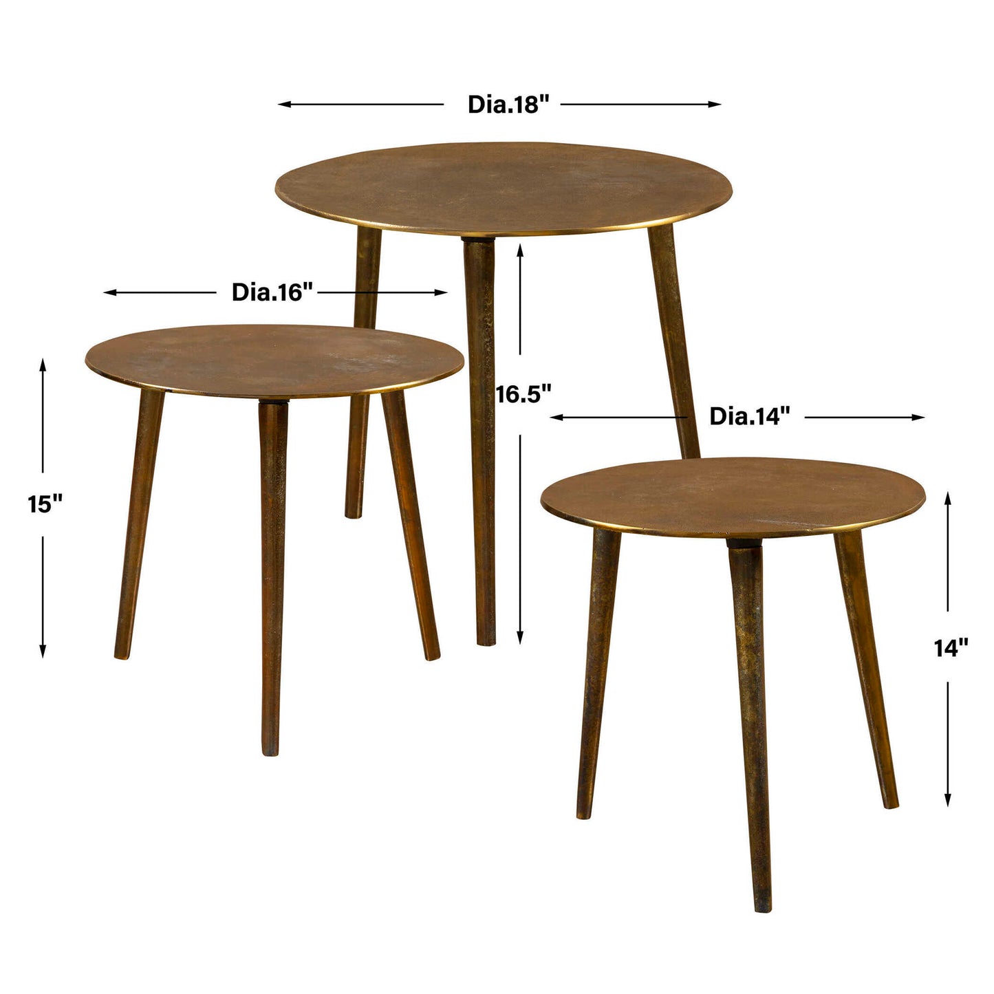 Kasai Gold Coffee Tables Set/3