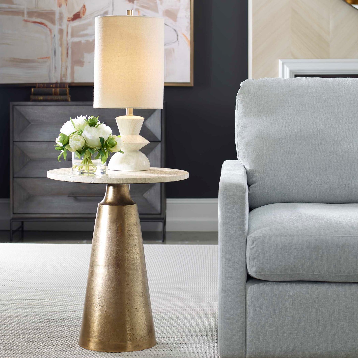 Midsummer Antique Brass Accent Table