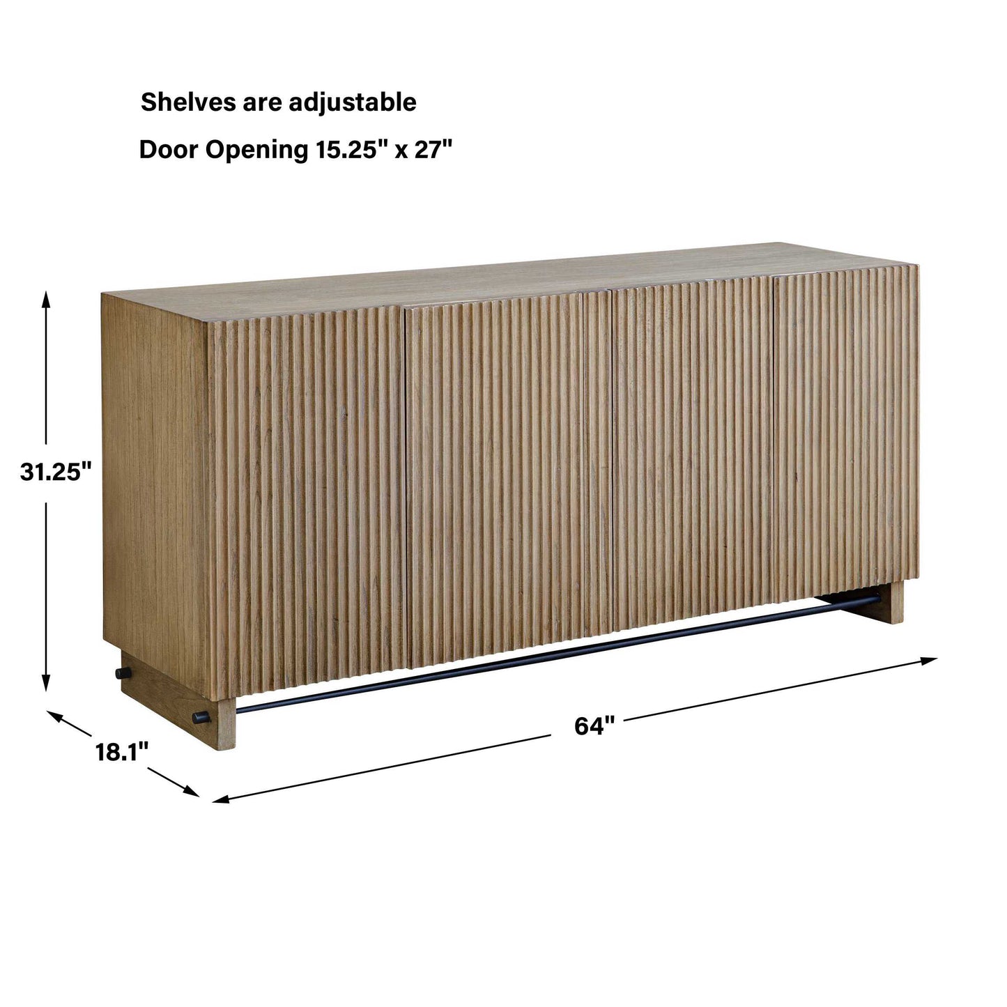 Kellem Natural Wood 4 Door Cabinet