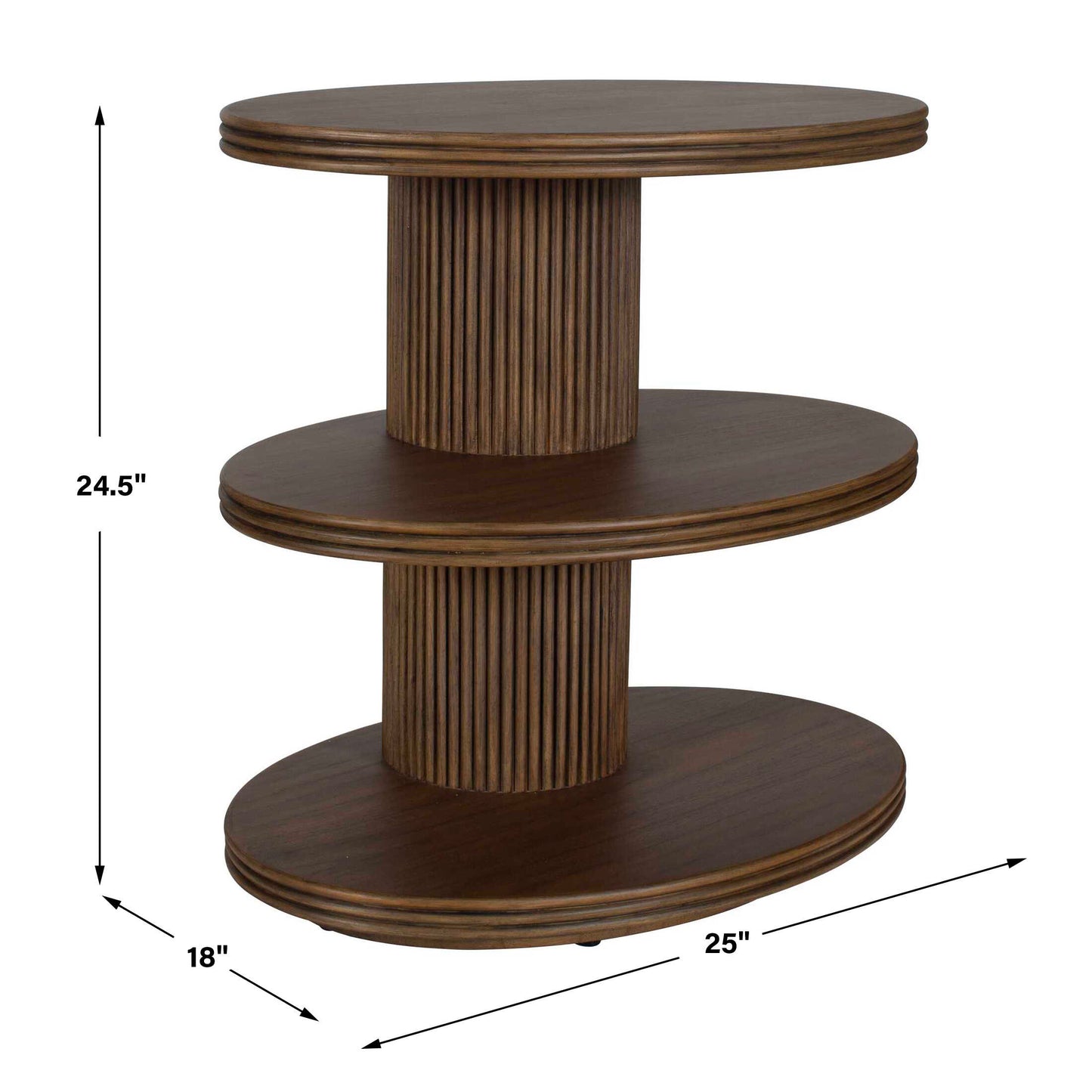 Top Tier Oval Walnut Side Table