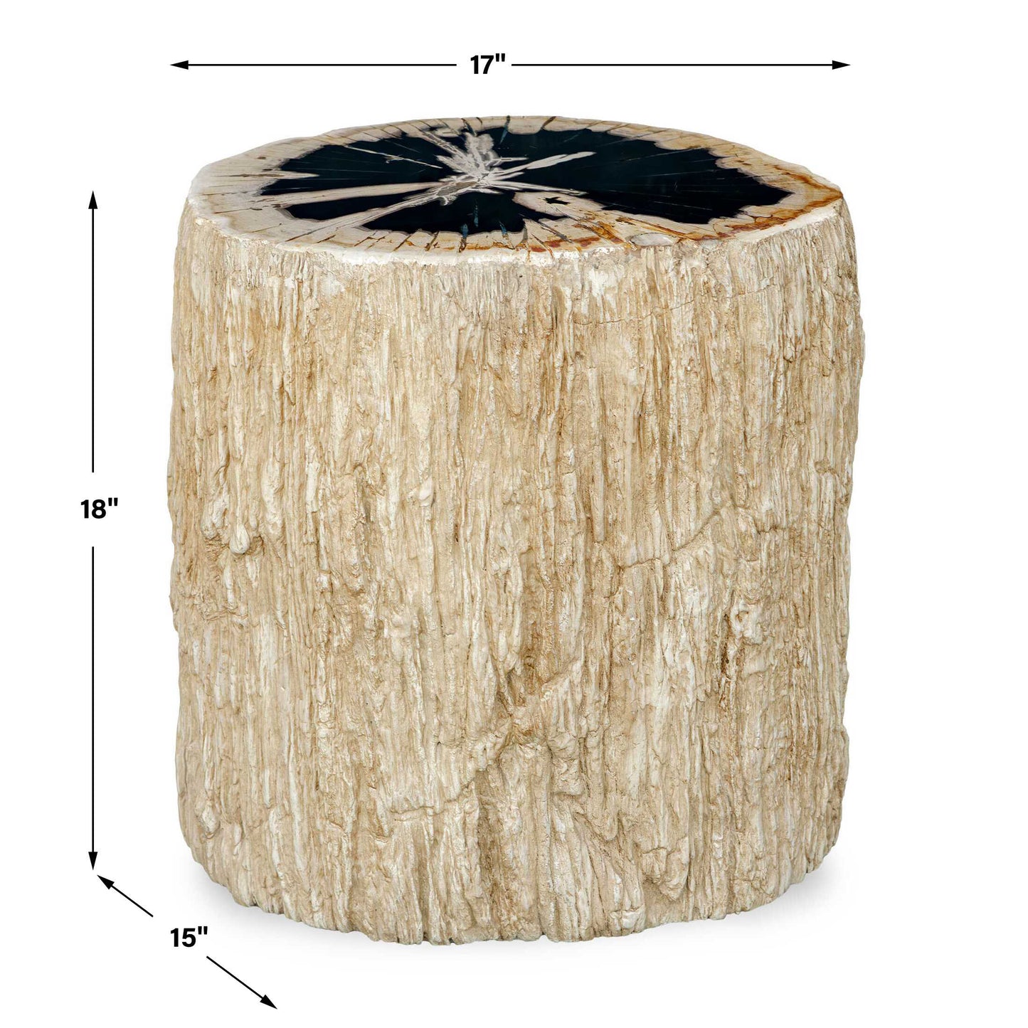 Arco Petrified Wood Top Accent Table