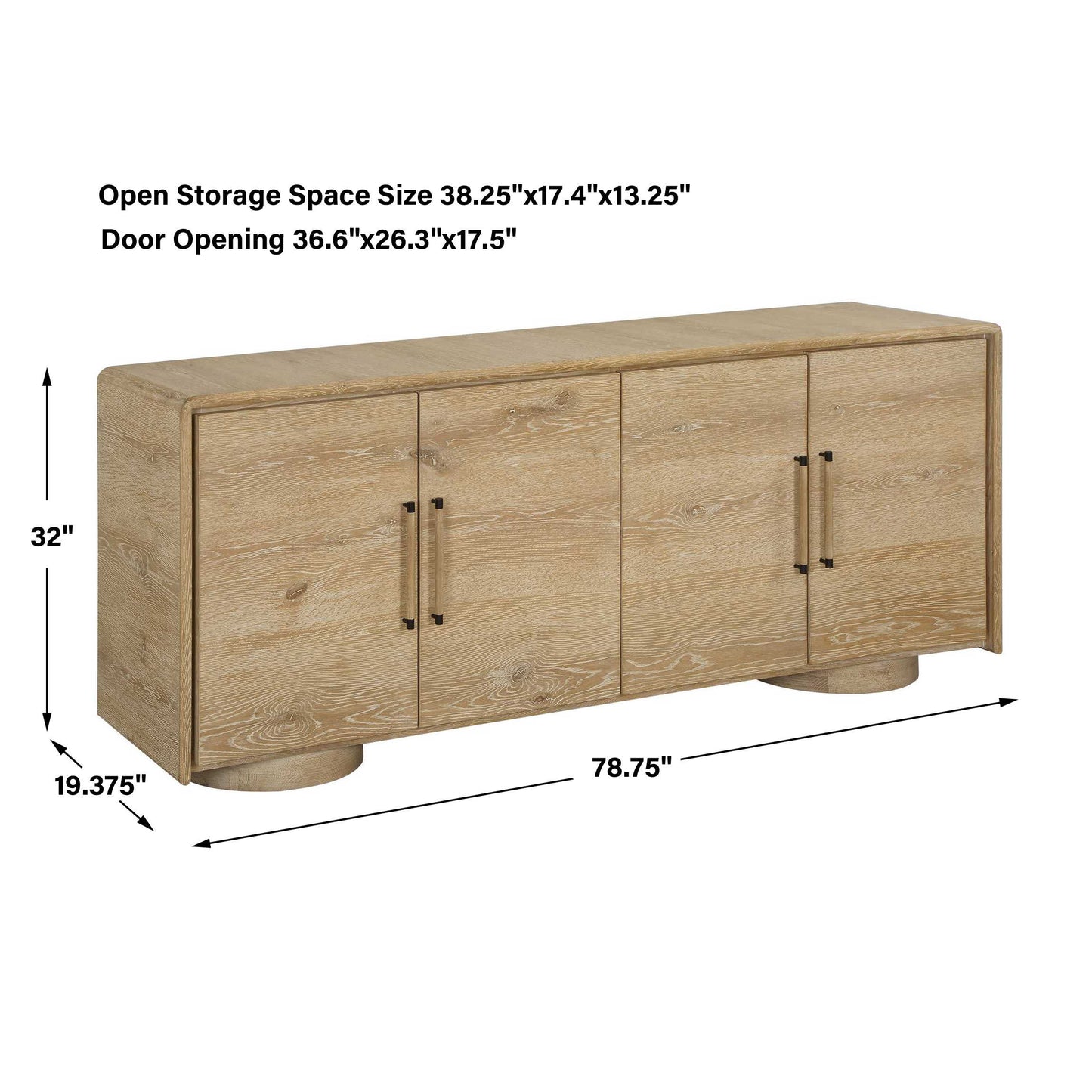 Evanston 4 Door Natural Oak Cabinet