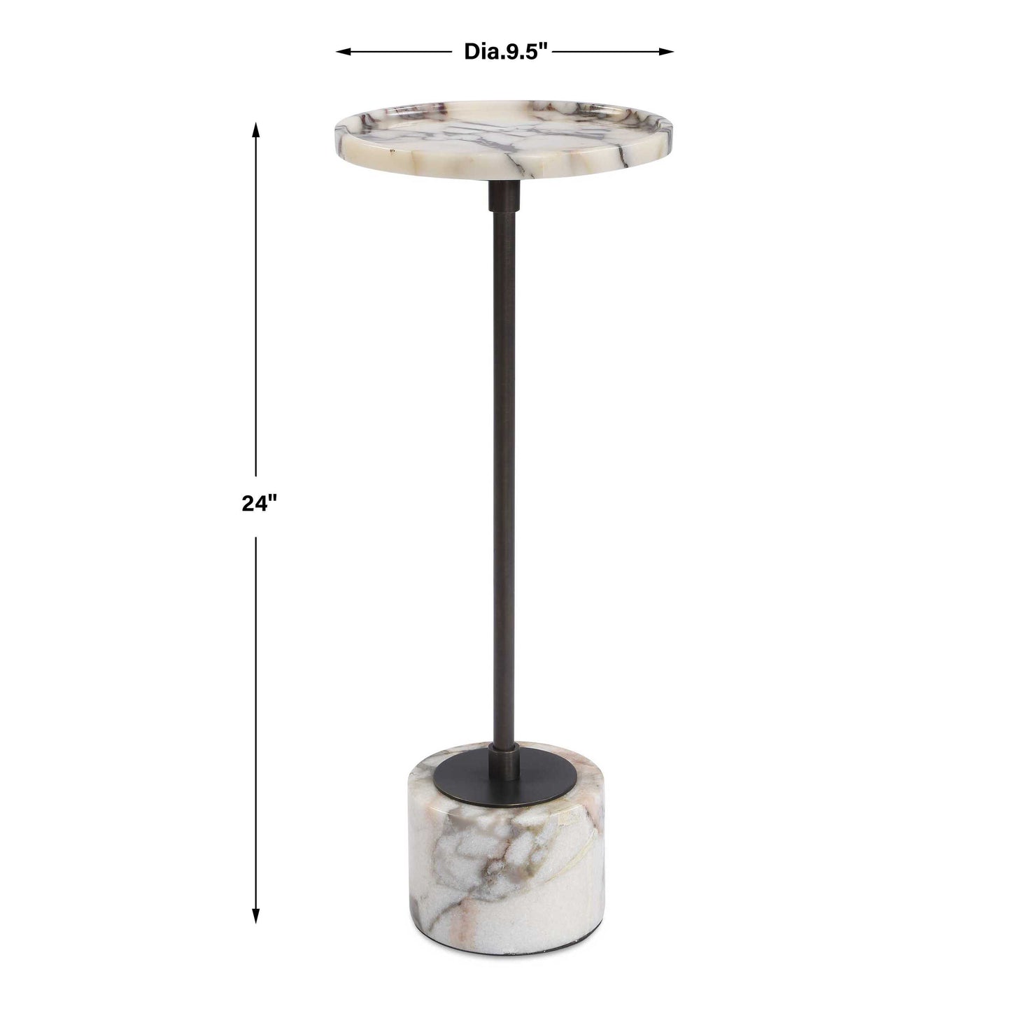 Brunson White Marble Drink Table