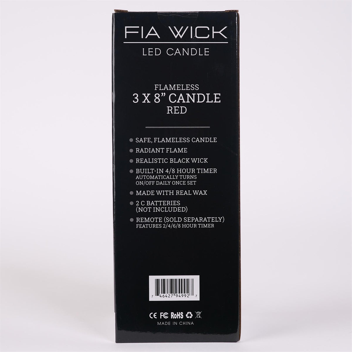 Flameless Red Candle - 8in