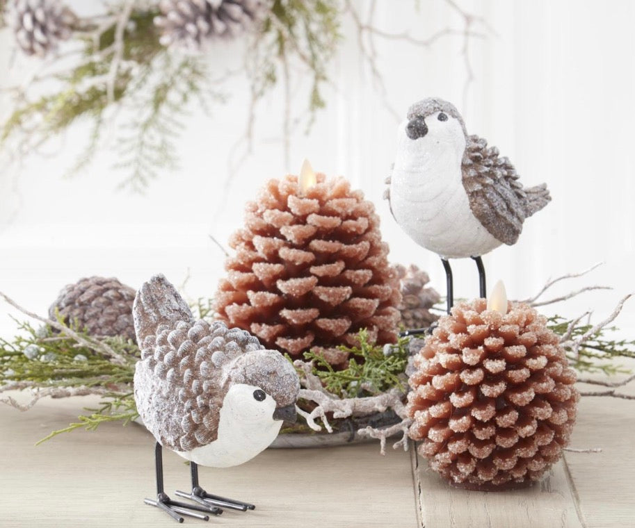 Snowy Pinecone Luminara Candle- 4.5"