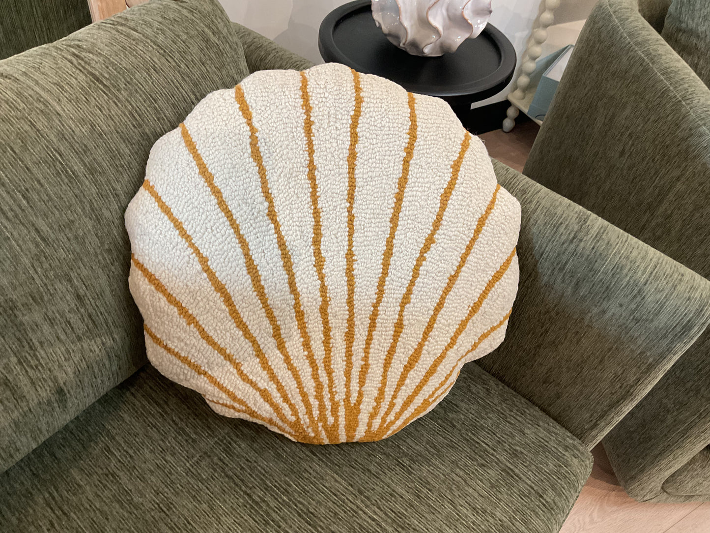 Hand-Hooked Scallop Shell Pillow