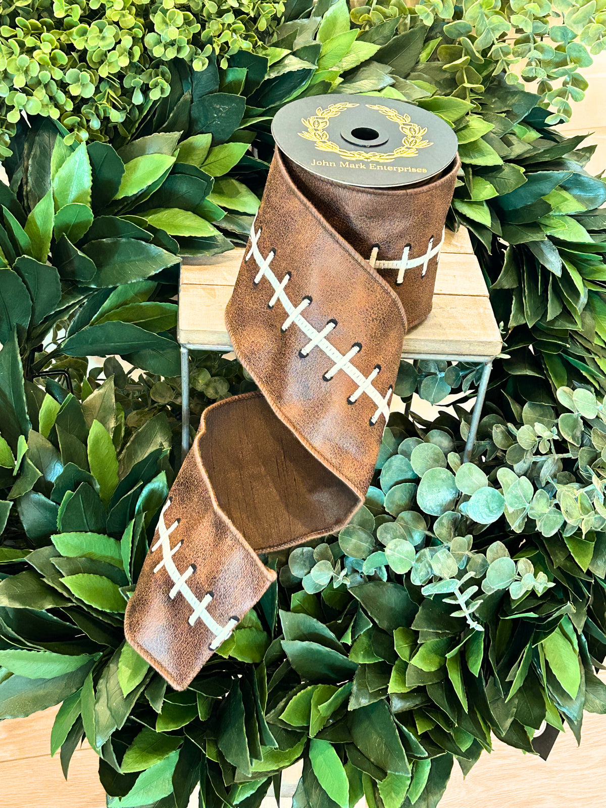 Football Stitch Dupion Fused 4"x 5yds