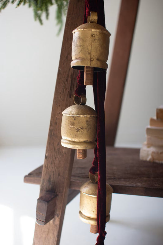 Bells Cluster on Velvet Ribbon - S/2