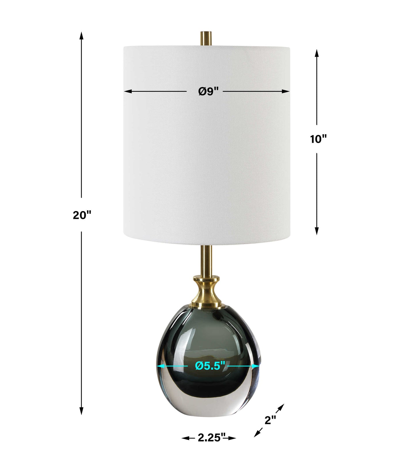 Enigma Teal Blue Glass Buffet Lamp