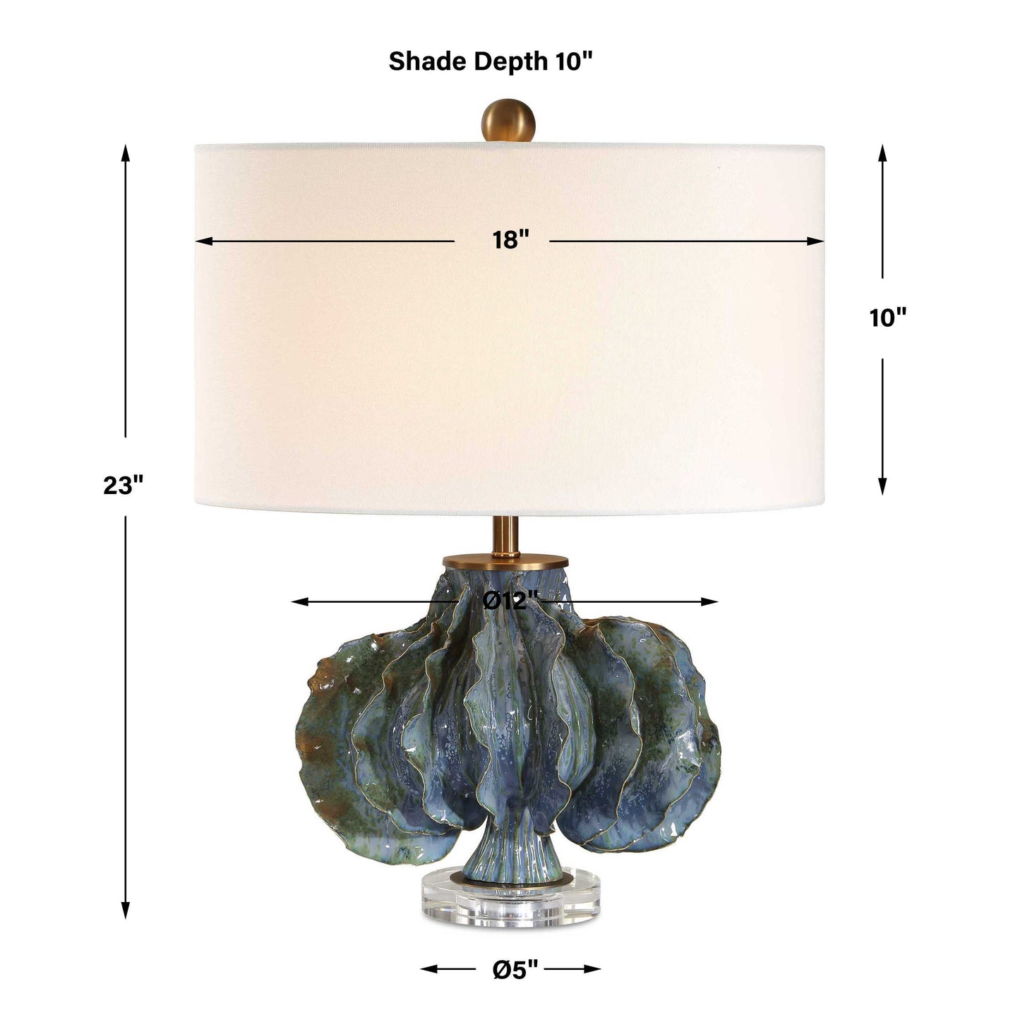 Ruffle Up Blue Green Table Lamp