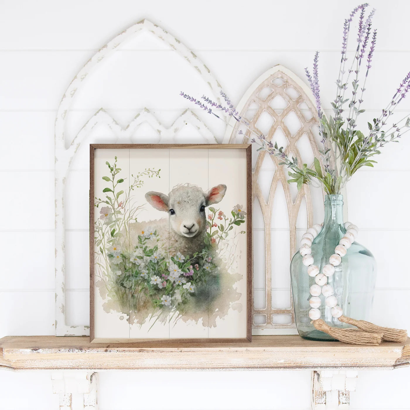 Laying Lamb Wooden Art