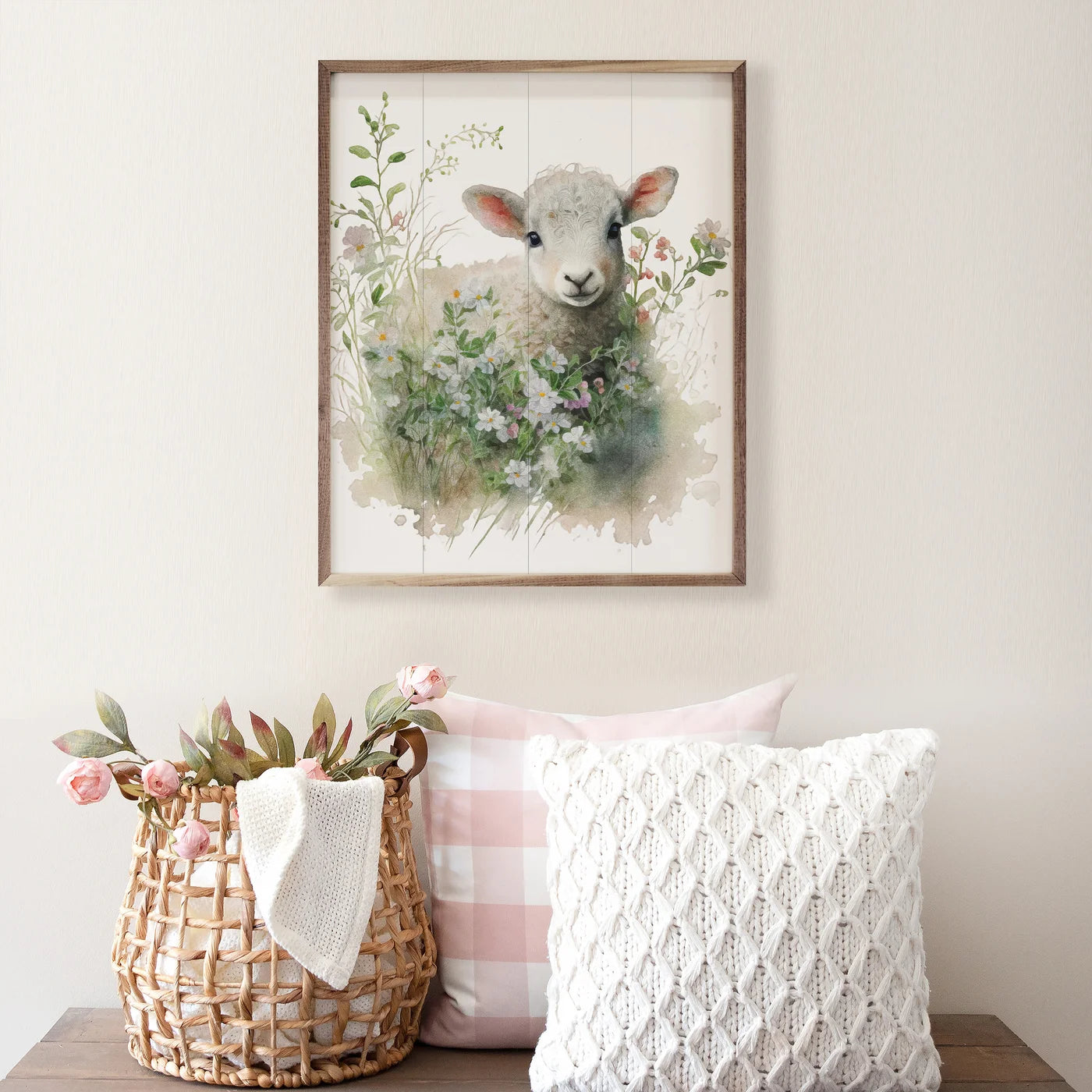 Laying Lamb Wooden Art