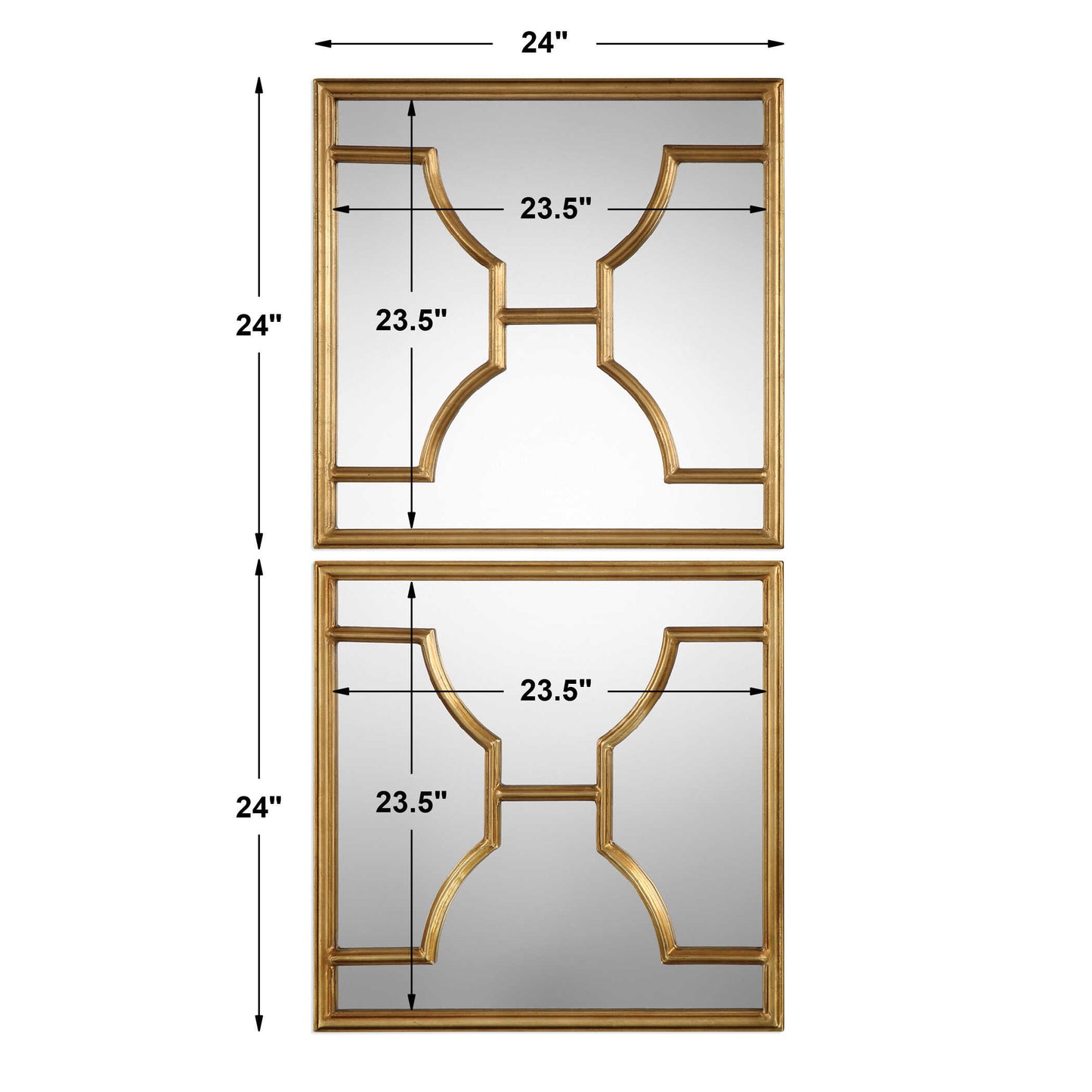 Misa Gold Square Mirrors Set/2