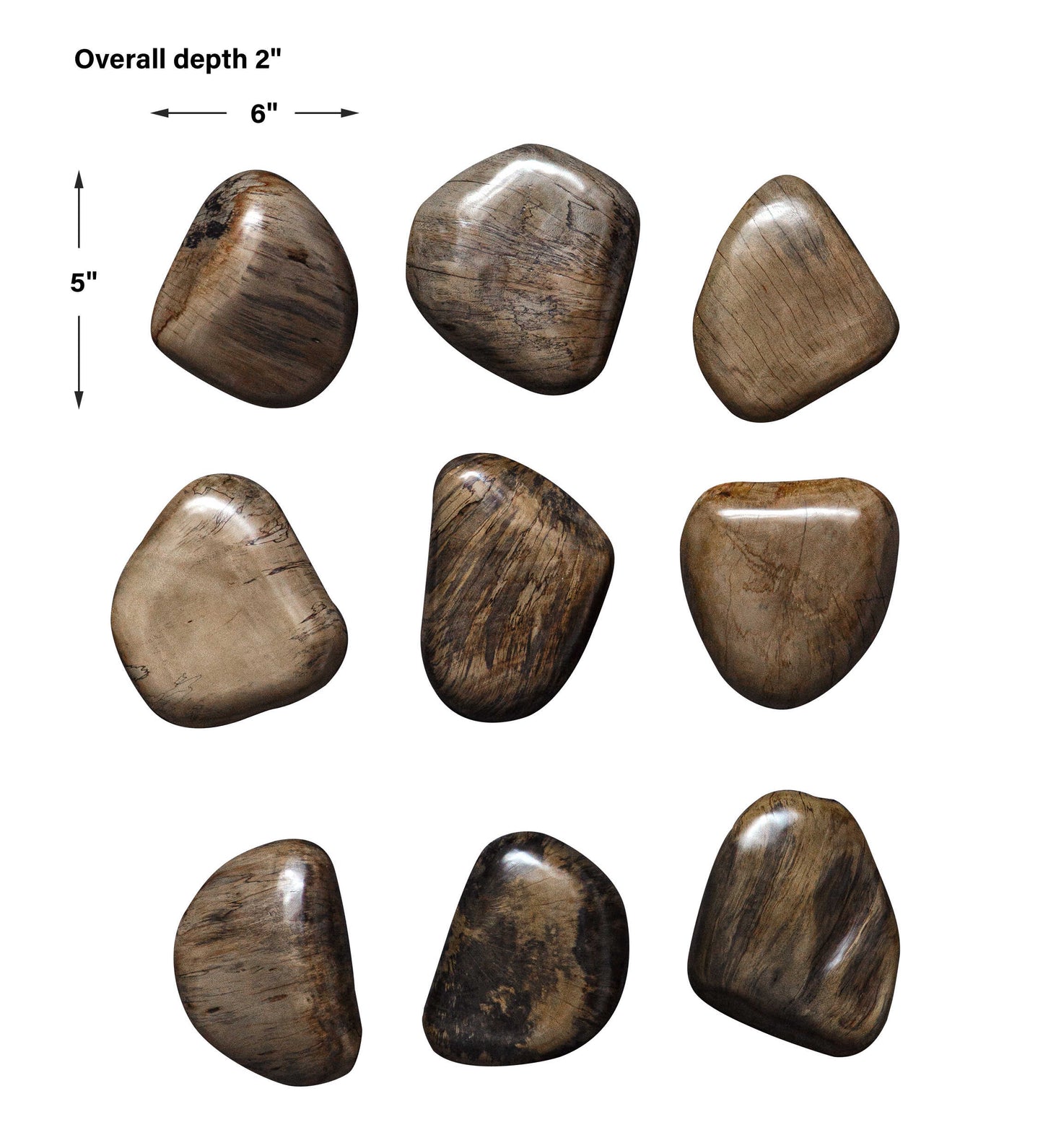 Pebbles Walnut Wood Wall Décor Set/9