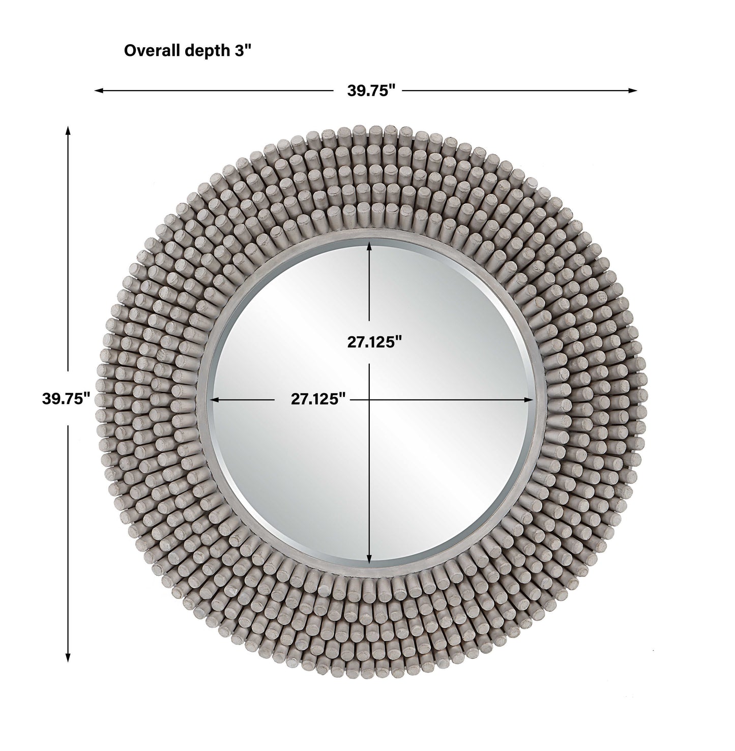 Portside Round Gray Mirror
