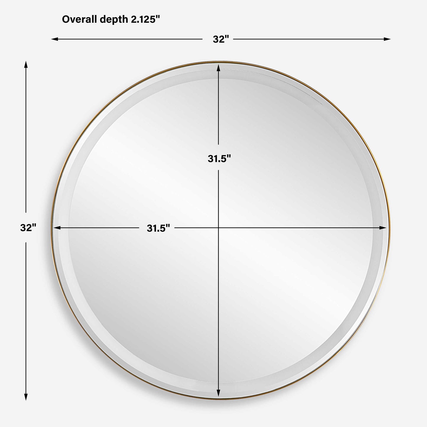 Crofton Lighted Brass Round Mirror