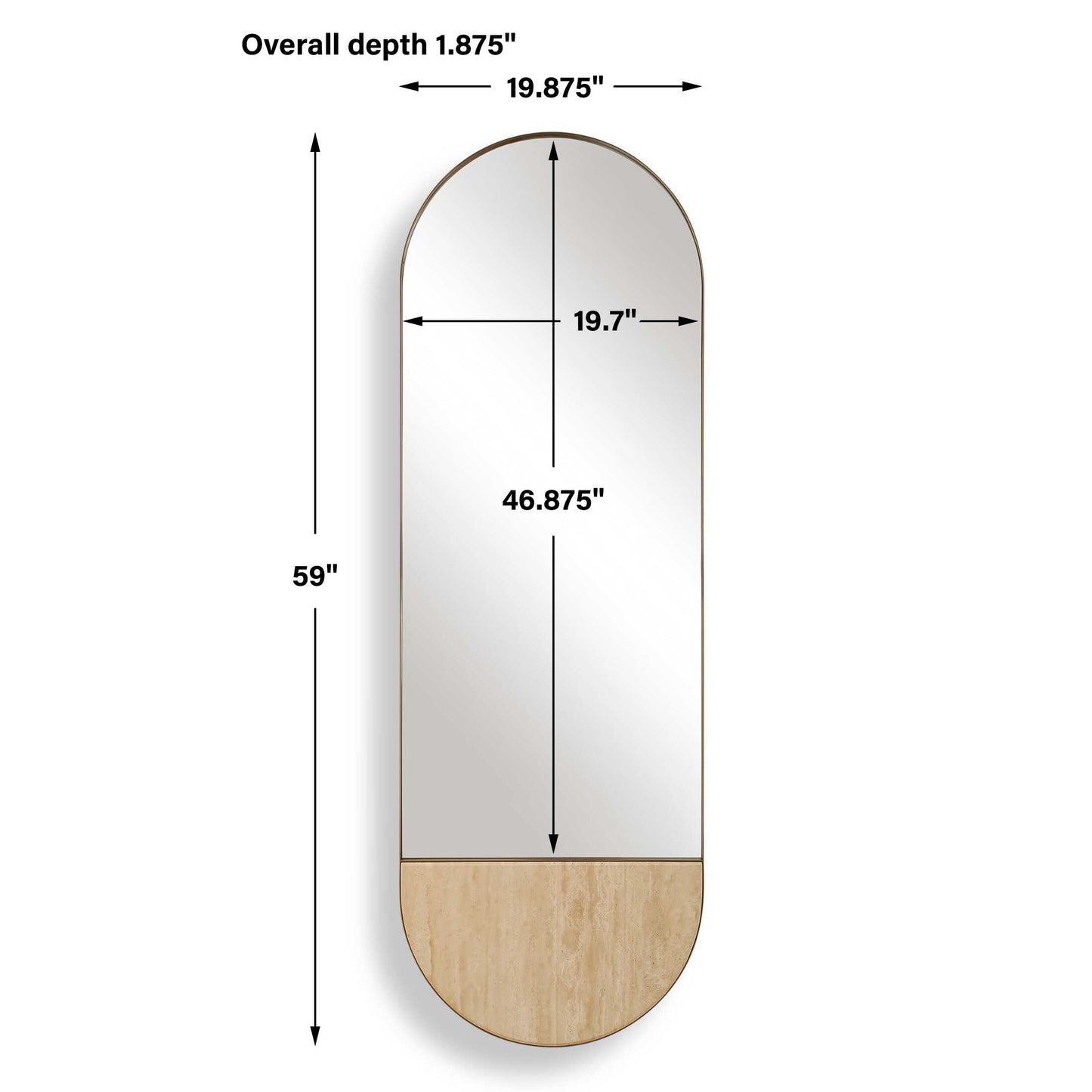 Russo Travertine Tall Oval Mirror