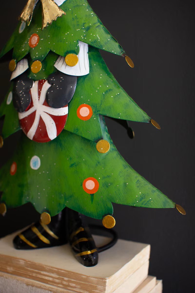 Painted Metal Cat Christmas Trees - Set of 2