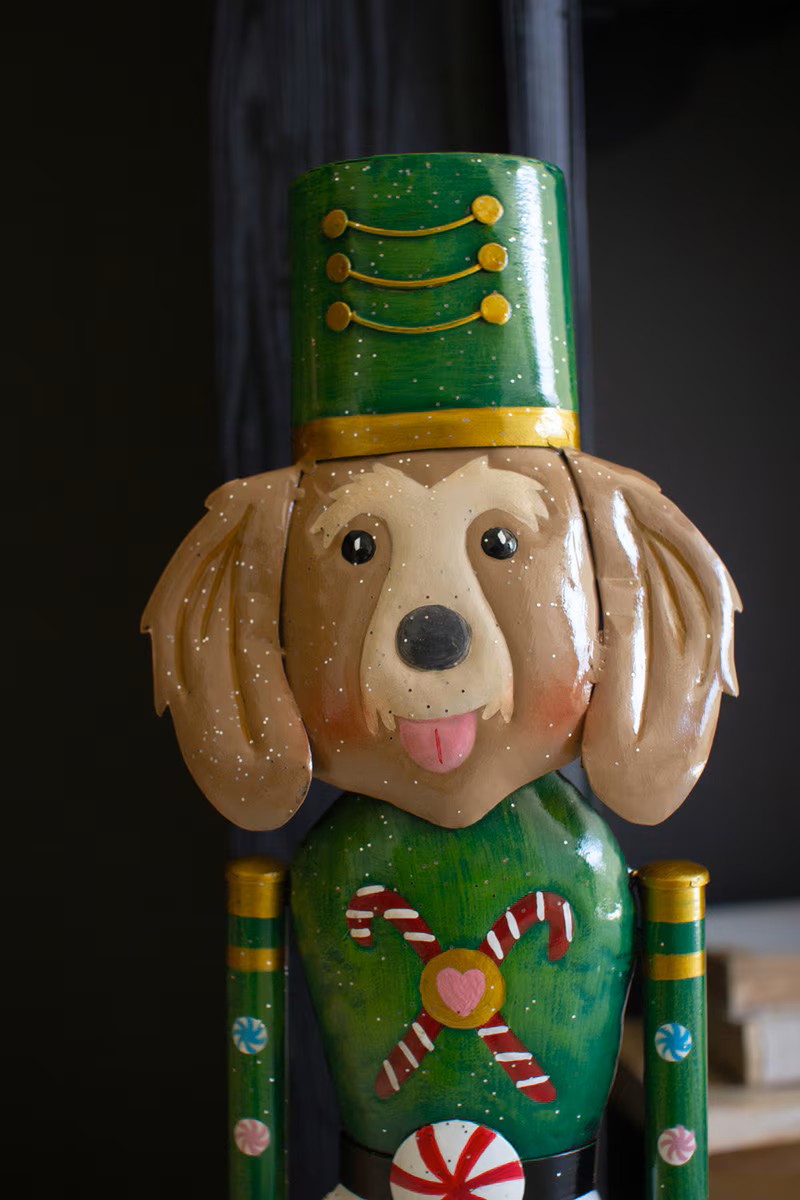 Painted Metal Christmas Dog Nutcrackers - Set of 2