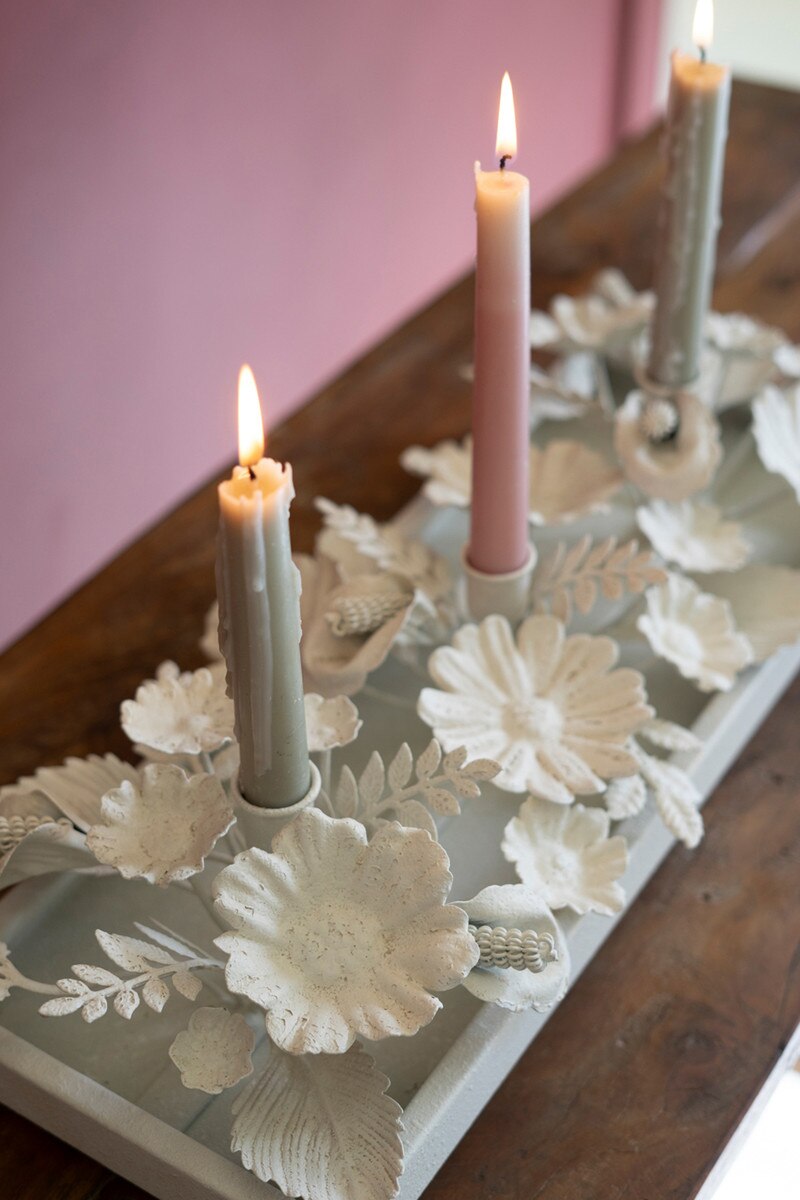 Painted Metal Floral Candelabra
