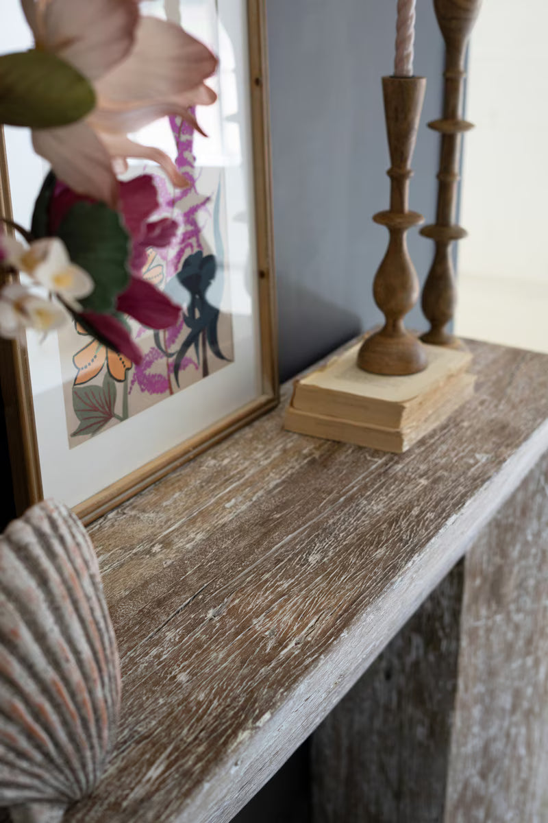 Recycled Whitewashed Wood Console Table