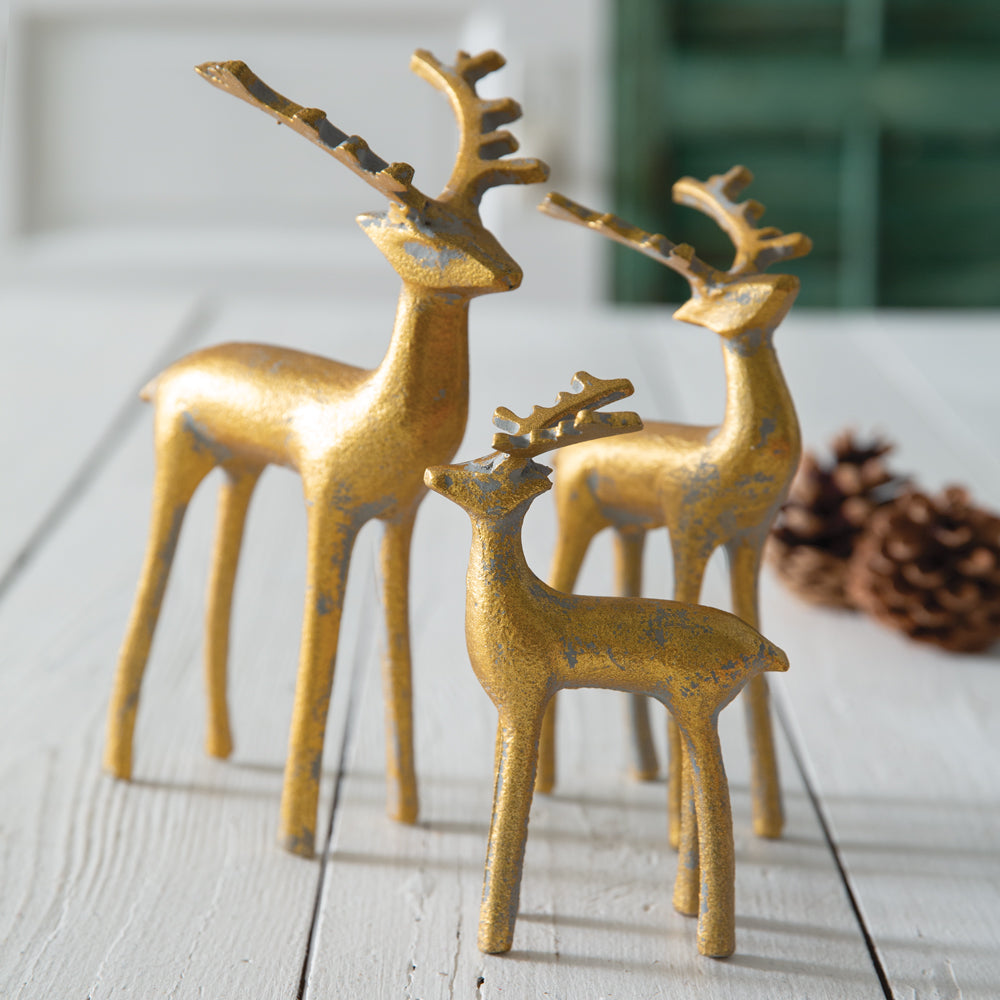 Set of 3 Golden Reindeer