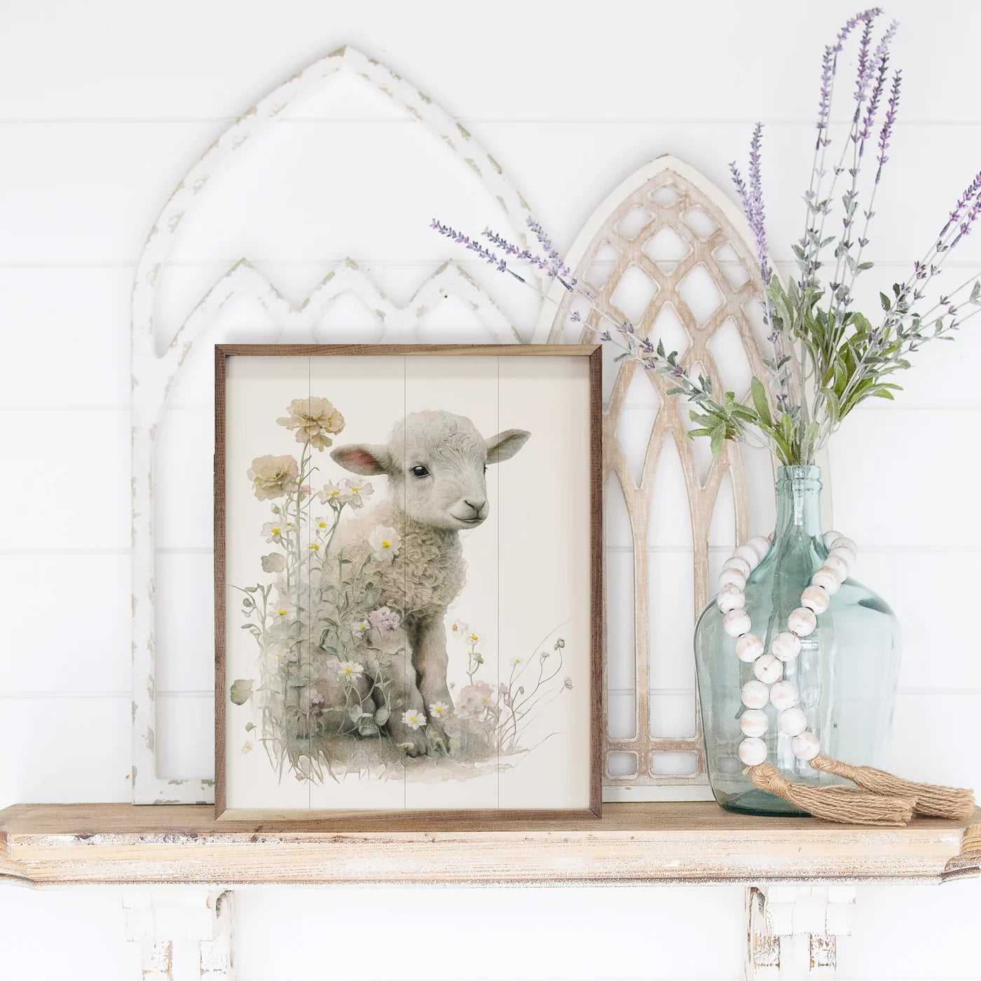 Sitting Lamb Wooden Art